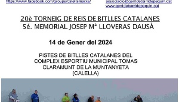 20è Torneig de reis Bitlles Catalanes. 5è memorial Josep Maria Lloveras